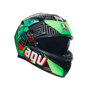 CASCO AGV K3 AGV E2206  KAMALEON BLACK/RED/GREEN