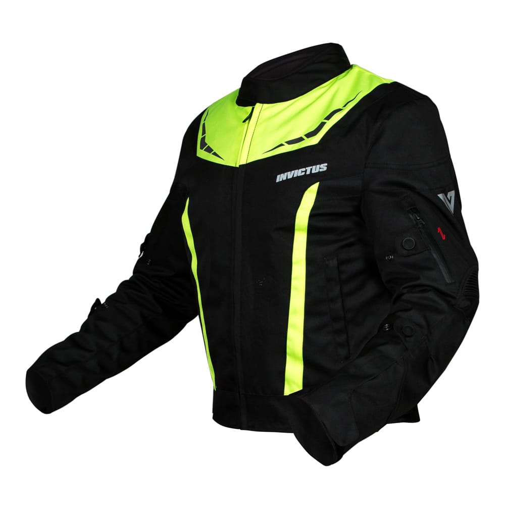 Chaqueta corta de moto hombre Invictus Atlas  Black Fluo - Imagen 3