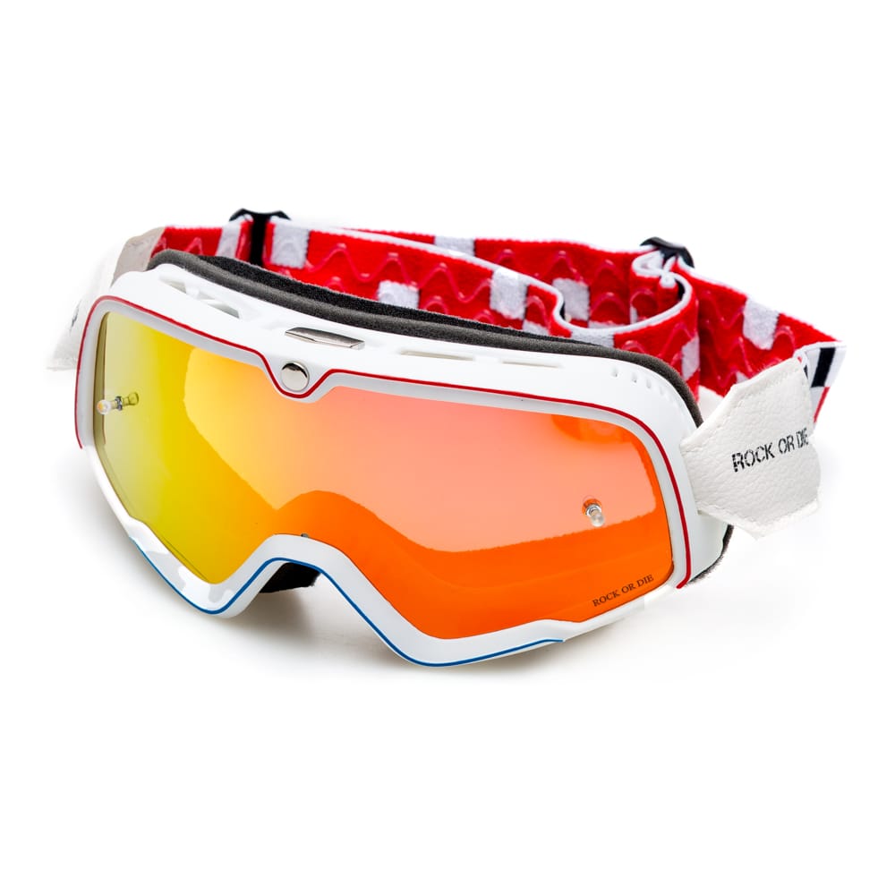 Gafas de cross retro ROCK OR DIE blancas y rojas