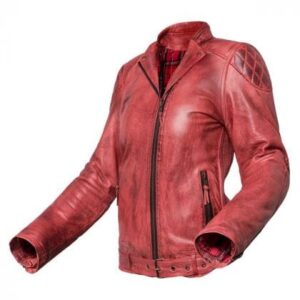 Chaqueta de moto de cuero de chica Electra Roja