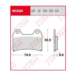 PASTILLA FRENO MOTO SINTERIZADA TRW MCB683SV