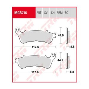 PASTILLA FRENO MOTO SINTERIZADA TRW MCB776SV