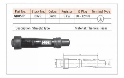 Pipa de bujia NGK sd05fp - Imagen 2