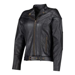 Chaqueta de moto de cuero de chica Electra negra