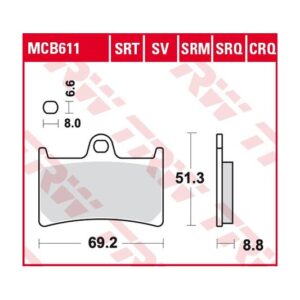 Pastillas de Freno Sinterizadas Racing Metal TRW MCB611SRM Yamaha T-max 500 (xp 500) 2001-2003