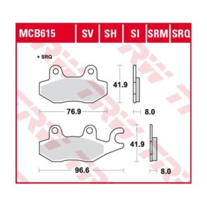 Pastillas de Freno Sinterizadas Racing Metal TRW MCB615SRM Suzuki AN 400 BURGMAN 1999-2002