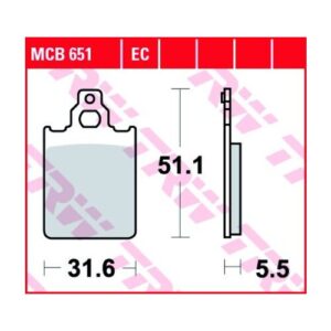 Pastillas de Freno TRW MCB651 Piaggio SKIPPER 150 Skr/lxt 1993-1999