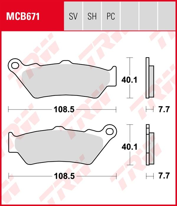 Pastillas de Freno Sinterizadas Touring TRW MCB671SH BMW K 1600 B BAGGER (euro 4) 2017-2020
