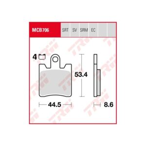 Pastillas de Freno Scooter TRW MCB706LC Suzuki AN 250 BURGMAN 1999-2001