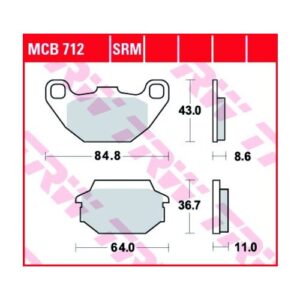 Pastillas de Freno Sinterizadas Racing Metal TRW MCB712SRM Kymco AGILITY CITY 50 Desde 2015