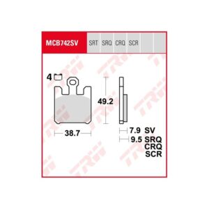 Pastillas de Freno Sinterizadas Racing TRW MCB742SRQ Kawasaki Zx-10r NINJA 2004-2005