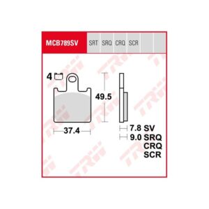 Pastillas de Freno Sinterizadas Racing TRW MCB789SRQ Kawasaki GTR 1400 2007-2009