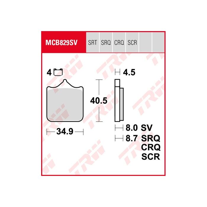 Pastillas de Freno Sinterizadas Racing TRW MCB829SRQ BMW S 1000 RR 2015-2016