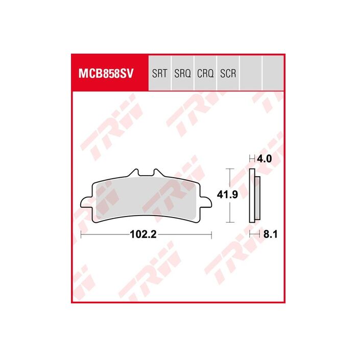 Pastillas de Freno Sinterizadas Racing TRW MCB858SRQ Aprilia RSV4 1000 RR (euro 4) 2019-2020
