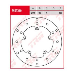 Disco de Freno Fijo TRW MST260 Piaggio FLY 125 2008-2011