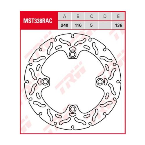 Disco de Freno Fijo Racing TRW MST338RAC Honda CB 1300 2002-2004