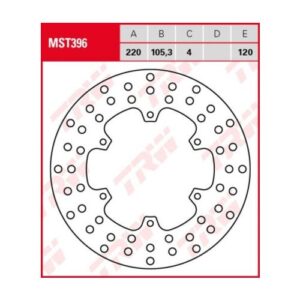 Disco de Freno Fijo TRW MST396 Piaggio LIBERTY 125 2005-2013