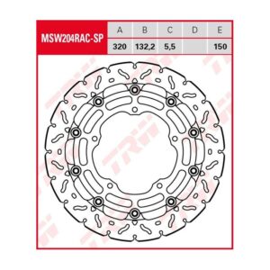 Disco de Freno Flotante Racing TRW MSW204RAC-SP Yamaha Mt-10 (euro 5) Desde 2022