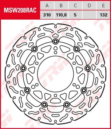 Disco de Freno Flotante Racing TRW MSW208RAC Suzuki Gsx-s 1000 (ende 2017 EURO 4) 2015-2017