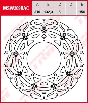 Disco de Freno Flotante Racing TRW MSW209RAC Yamaha Yzf-r1 2007-2008