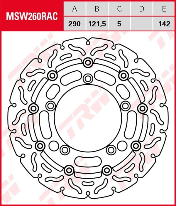 Disco de Freno Flotante Racing TRW MSW260RAC Suzuki GLADIUS SFV 650 / ABS 2009-2015