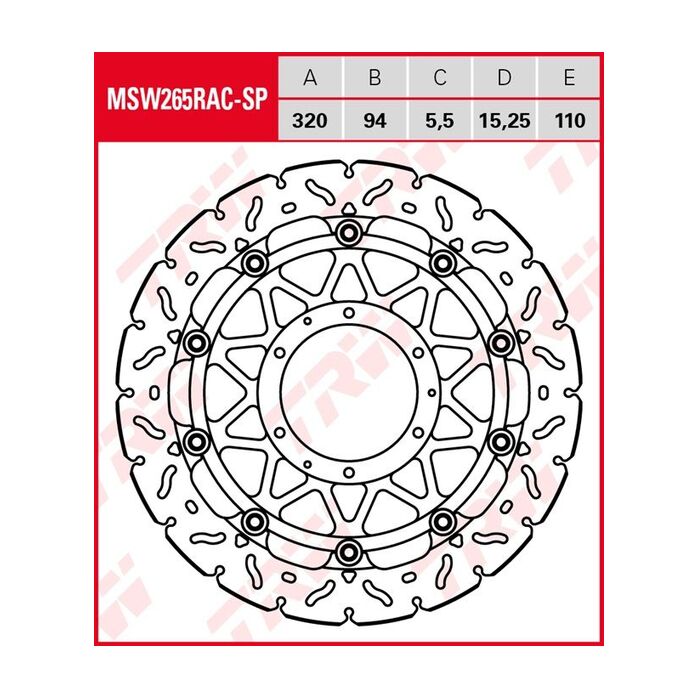 Disco de Freno Flotante Racing TRW MSW265RAC-SP Honda CBR 1000 RR FIREBLADE 2004-2005